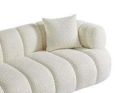 Sofá de 3 lugares em tecido bouclette branco-pérola COLIANI