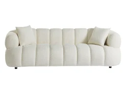 Sofá de 3 lugares em tecido bouclette branco-pérola COLIANI
