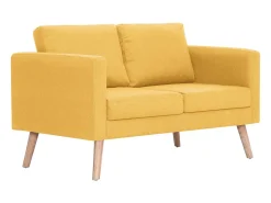 Sofá de 2 lugares em tecido amarelo PT651810