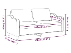 Sofá de 2 lugares em tecido 140 cm cinzento-claro