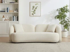 Sofá de 3 lugares em tecido bouclé branco LINORIA