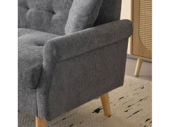Sofá de 2 lugares em tecido chenille com almofadas grossas - 162 x 74 x 77 cm - para sala de estar, quarto - Cinza claro