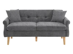 Sofá de 2 lugares em tecido chenille com almofadas grossas - 162 x 74 x 77 cm - para sala de estar, quarto - Cinza claro