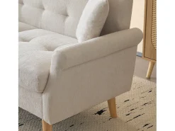 Sofá de 2 lugares em tecido chenille com almofadas grossas - 162 x 74 x 77 cm - para sala de estar, quarto - Bege