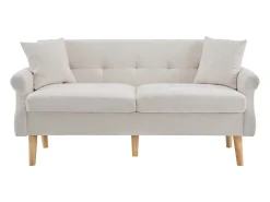 Sofá de 2 lugares em tecido chenille com almofadas grossas - 162 x 74 x 77 cm - para sala de estar, quarto - Bege