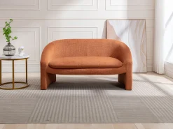 Sofá de 2 lugares em tecido cor terracota estilo design OSSANA