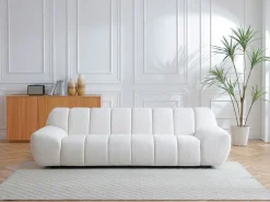 Sofá de 3 lugares em tecido bouclé cor branco SORIELI