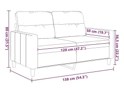 Sofá de 2 lugares em tecido 120 cm cinzento-claro