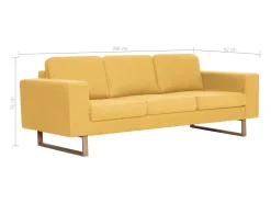 Sofá de 3 lugares em tecido amarelo