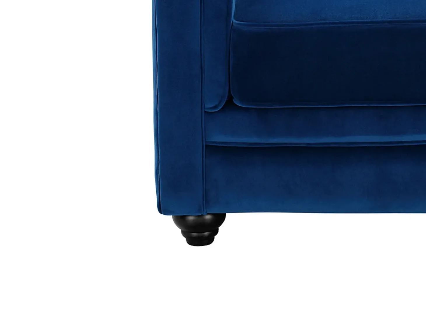 Sofá de 3 lugares em veludo azul real CHESTERFIELD