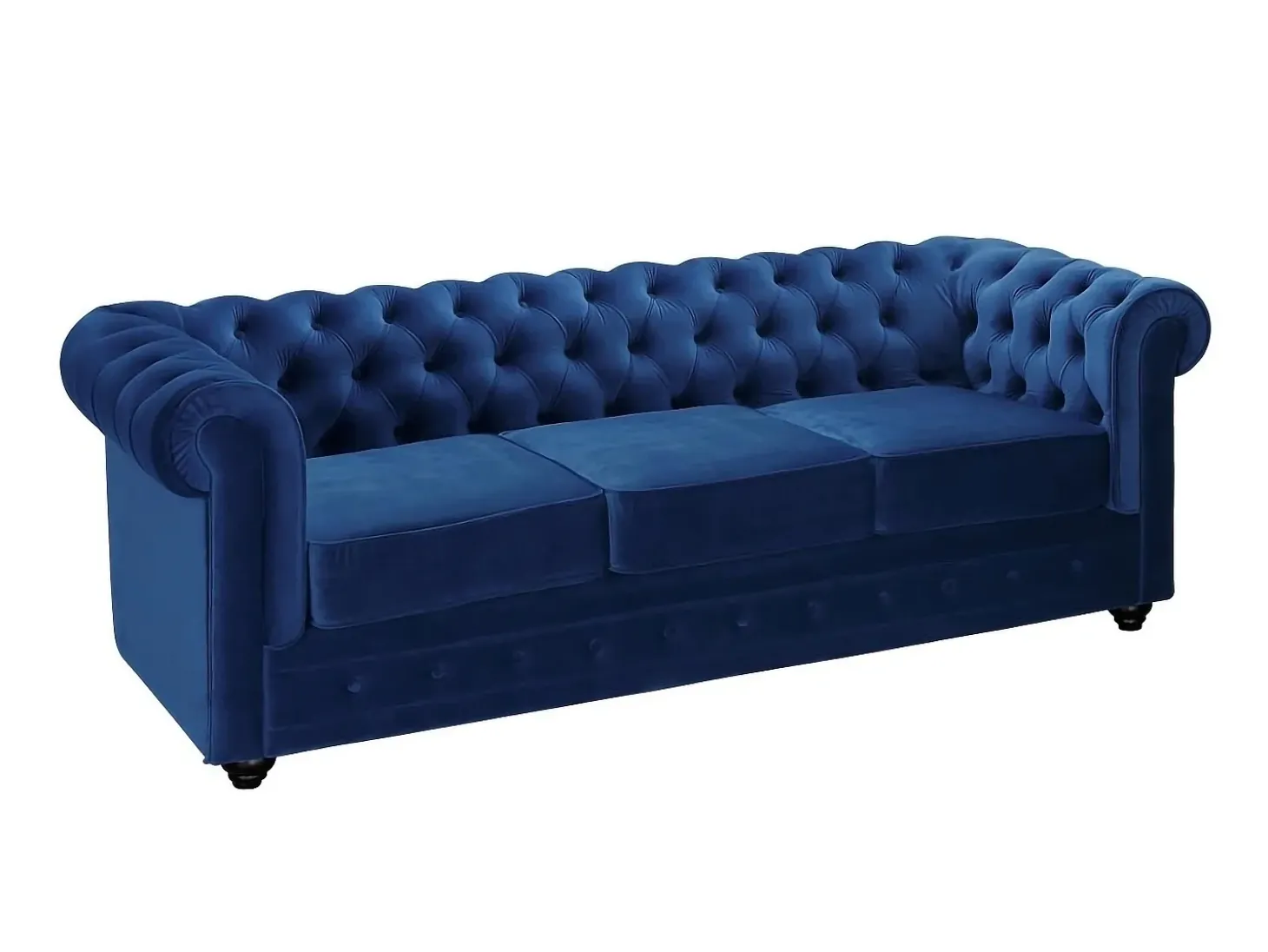 Sofá de 3 lugares em veludo azul real CHESTERFIELD