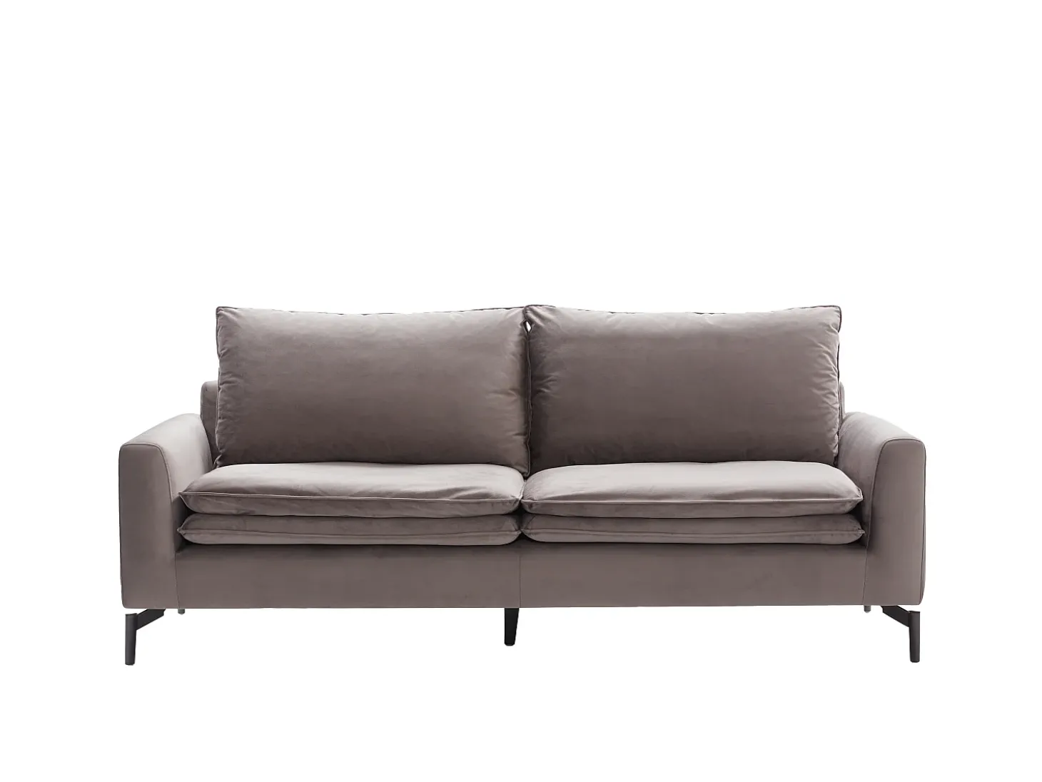 Sofá de 3 lugares em veludo taupe estilo contemporâneo - ISENA