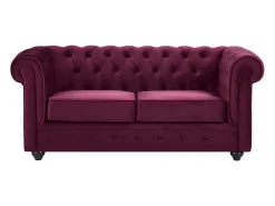 Sofá de 2 lugares em veludo de cor roxa CHESTERFIELD