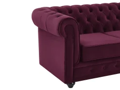 Sofá de 2 lugares em veludo de cor roxa CHESTERFIELD