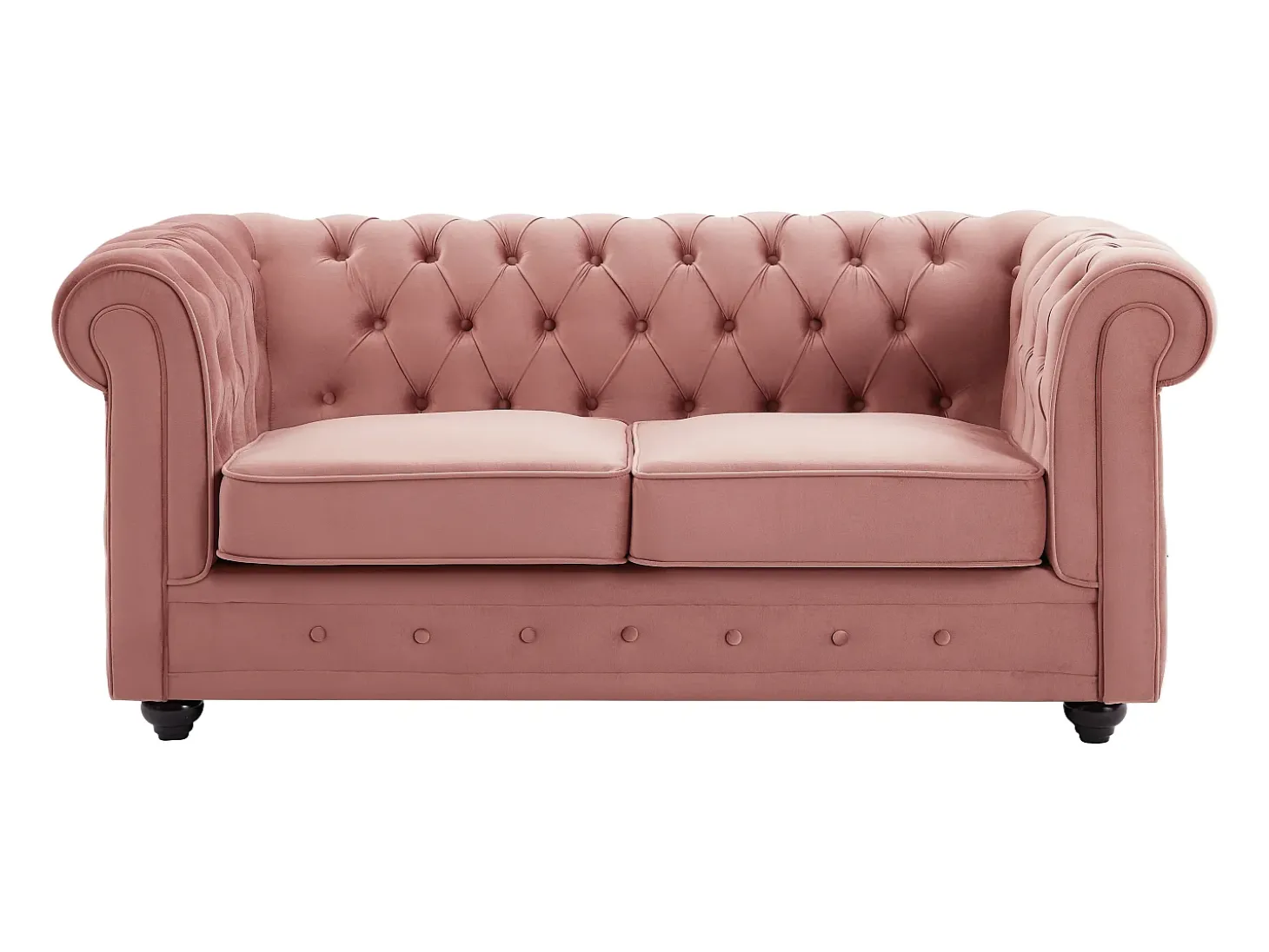 Sofá de 2 lugares em veludo cor-de-rosa pastel - CHESTERFIELD