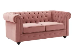 Sofá de 2 lugares em veludo cor-de-rosa pastel - CHESTERFIELD