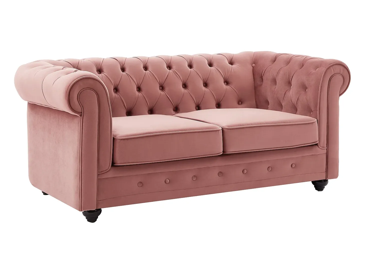 Sofá de 2 lugares em veludo cor-de-rosa pastel - CHESTERFIELD