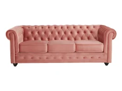 Sofá de 3 lugares em veludo rosa pastel CHESTERFIELD