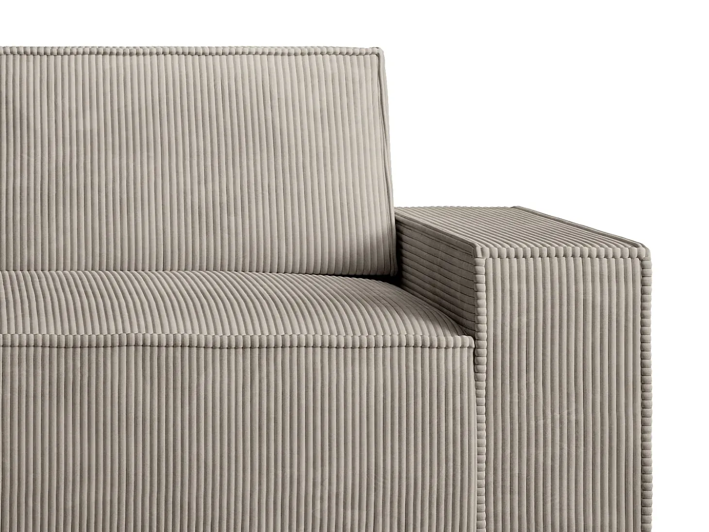 Sofá de 3 lugares em veludo cotelê taupe conforto AMELIA