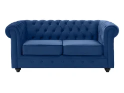 Sofá de 2 lugares em veludo azul real CHESTERFIELD
