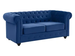 Sofá de 2 lugares em veludo azul real CHESTERFIELD