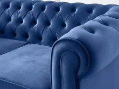 Sofá de 2 lugares em veludo azul real CHESTERFIELD