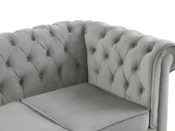 Sofá de 3 lugares em veludo cinzento prateado CHESTERFIELD