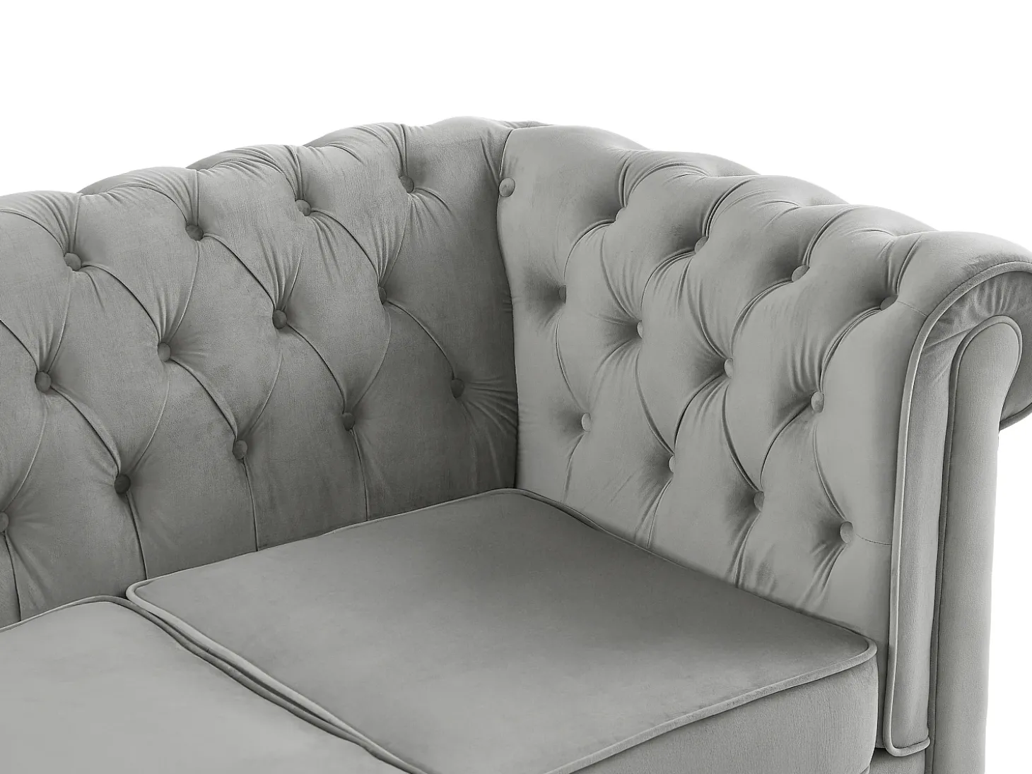 Sofá de 3 lugares em veludo cinzento prateado CHESTERFIELD