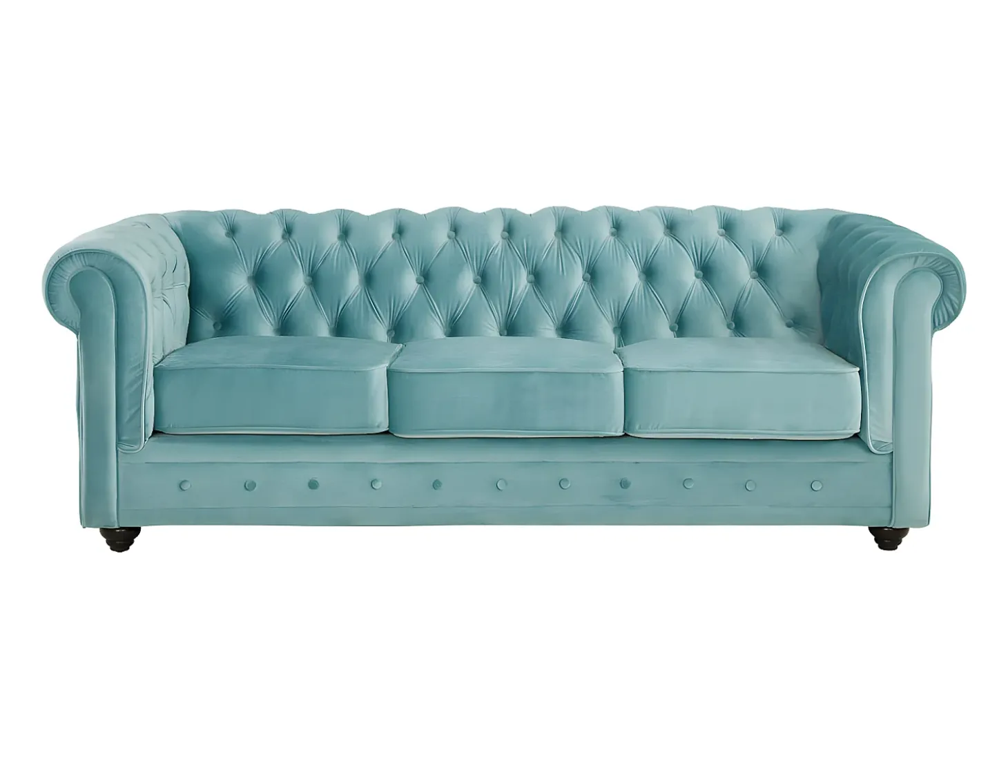 Sofá de 3 lugares em veludo azul pastel CHESTERFIELD
