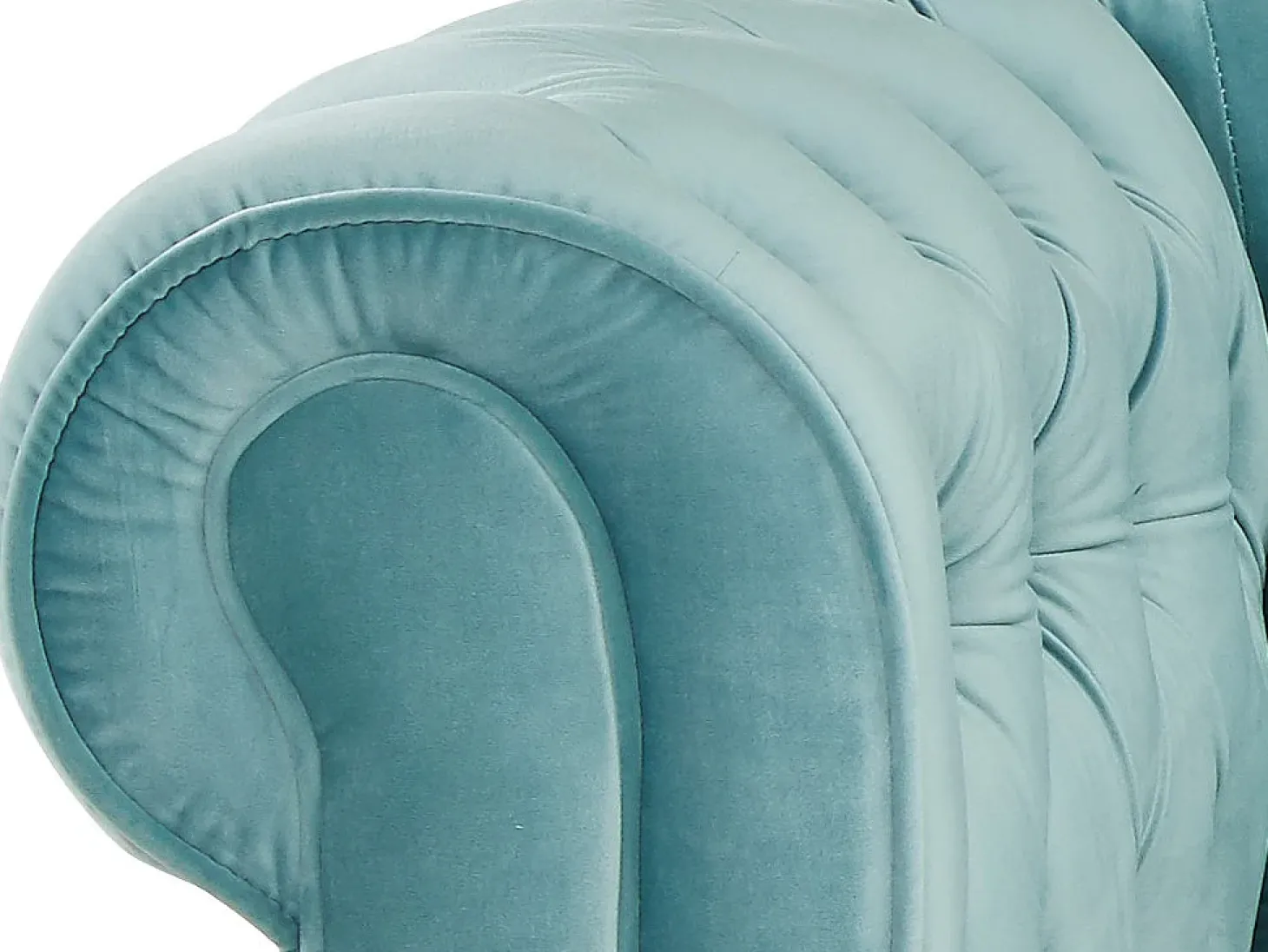 Sofá de 3 lugares em veludo azul pastel CHESTERFIELD