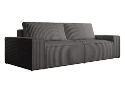 Sofá de 3 lugares em veludo canelado grosso cinza antracite design AMELIA