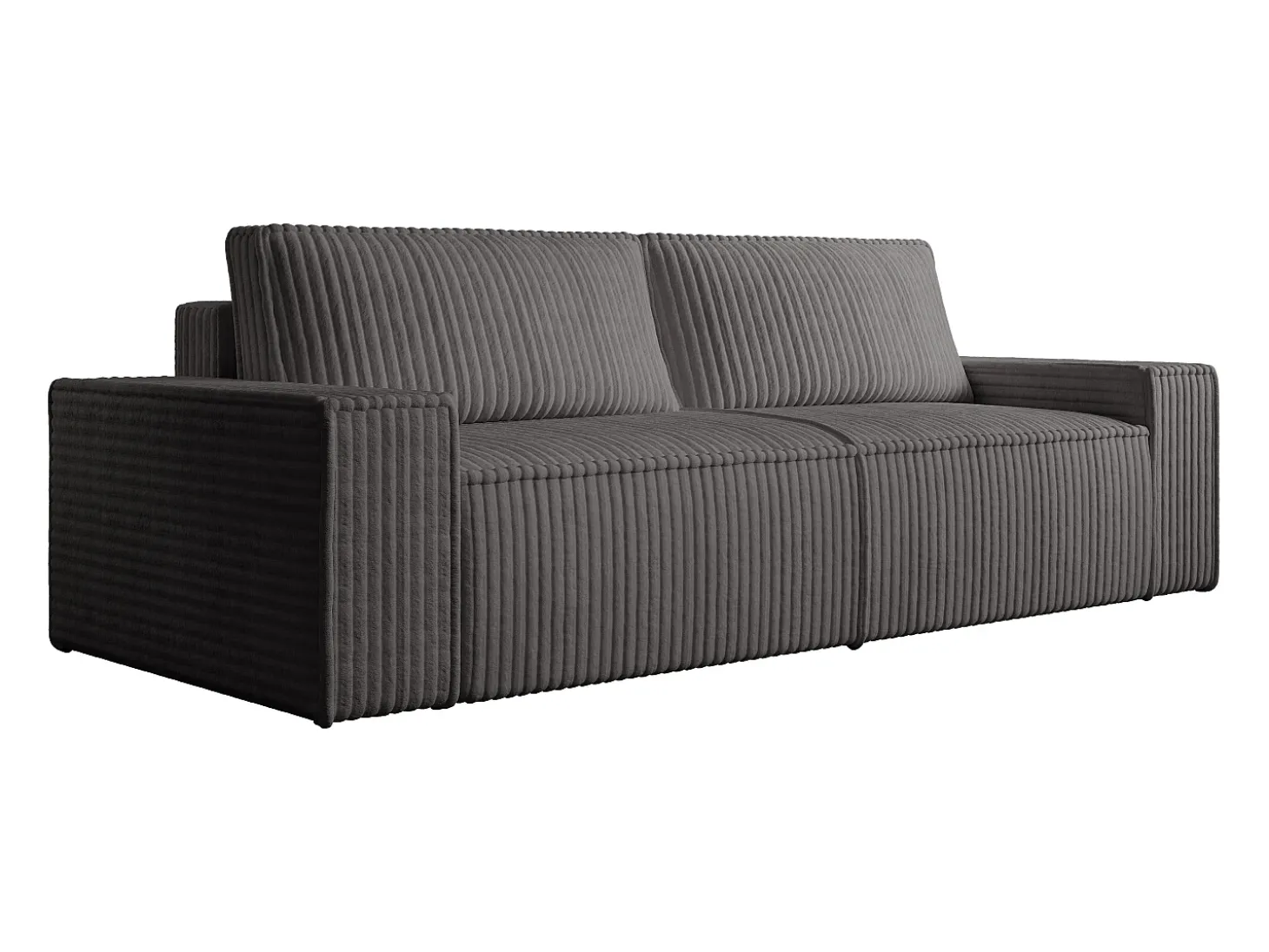 Sofá de 3 lugares em veludo canelado grosso cinza antracite design AMELIA