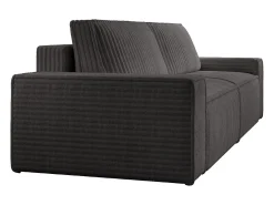 Sofá de 3 lugares em veludo canelado grosso cinza antracite design AMELIA