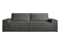 Sofá de 3 lugares em veludo canelado grosso cinza antracite design AMELIA