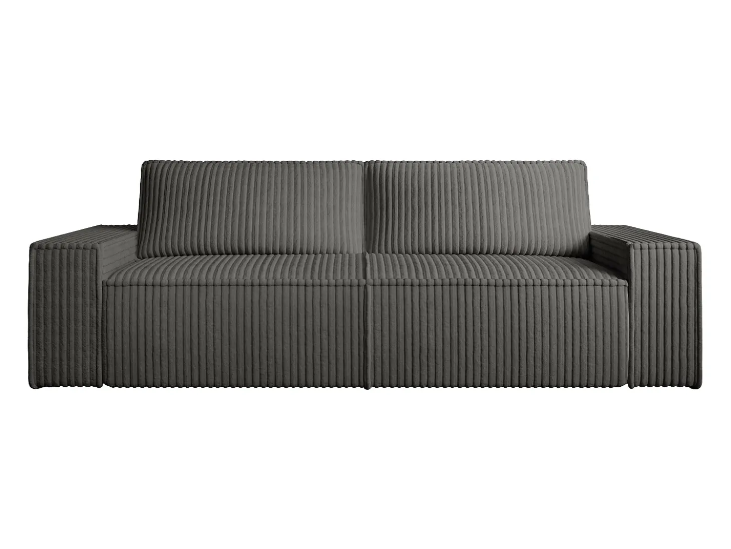 Sofá de 3 lugares em veludo canelado grosso cinza antracite design AMELIA