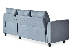 Sofá de 3 lugares em veludo cinza claro COVENTRY com pufe - Confortável, elegante e prático