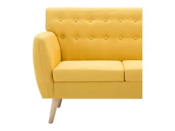 Sofá de 3 lugares estofos de tecido 172x70x82 cm amarelo