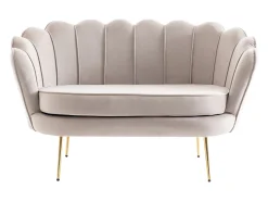 Sofá de 2 lugares forma concha veludo castanho taupe DANDELION