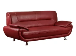 Sofá de 3 lugares moderno em pele sintética Vermelho estilo moderno - NIGEL