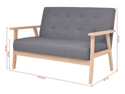 Sofá de 2 lugares para sala de estar sala de TV casa uso interno 113,5 x 67 x 73,5 cm tecido cinza escuro 02_0019564