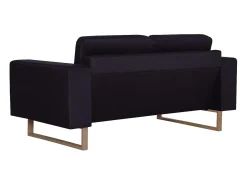 Sofá de 2 lugares para sala de estar decoração de interiores tecido preto 02_0019034