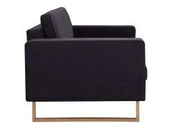 Sofá de 2 lugares para sala de estar decoração de interiores tecido preto 02_0019034