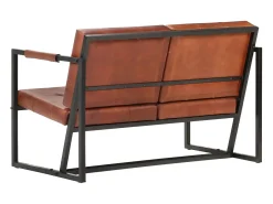 Sofá de 2 lugares para sala de estar decoração de interiores em couro de cabra genuíno marrom 02_0020608