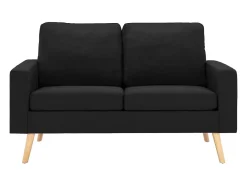 Sofá de 2 lugares para sala de estar sala de TV decoração de interiores tecido preto 02_0020831