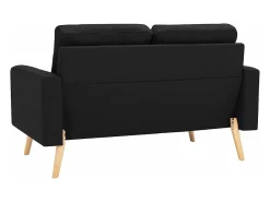 Sofá de 2 lugares para sala de estar sala de TV decoração de interiores tecido preto 02_0020831