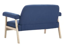 Sofá de 2 lugares para sala de estar sala de TV decoração de interiores tecido azul 02_0020618