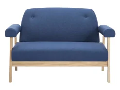 Sofá de 2 lugares para sala de estar sala de TV decoração de interiores tecido azul 02_0020618