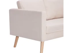 Sofá de 2 lugares para sala de estar decoração de interiores tecido creme 02_0020694