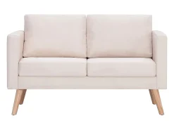 Sofá de 2 lugares para sala de estar decoração de interiores tecido creme 02_0020694