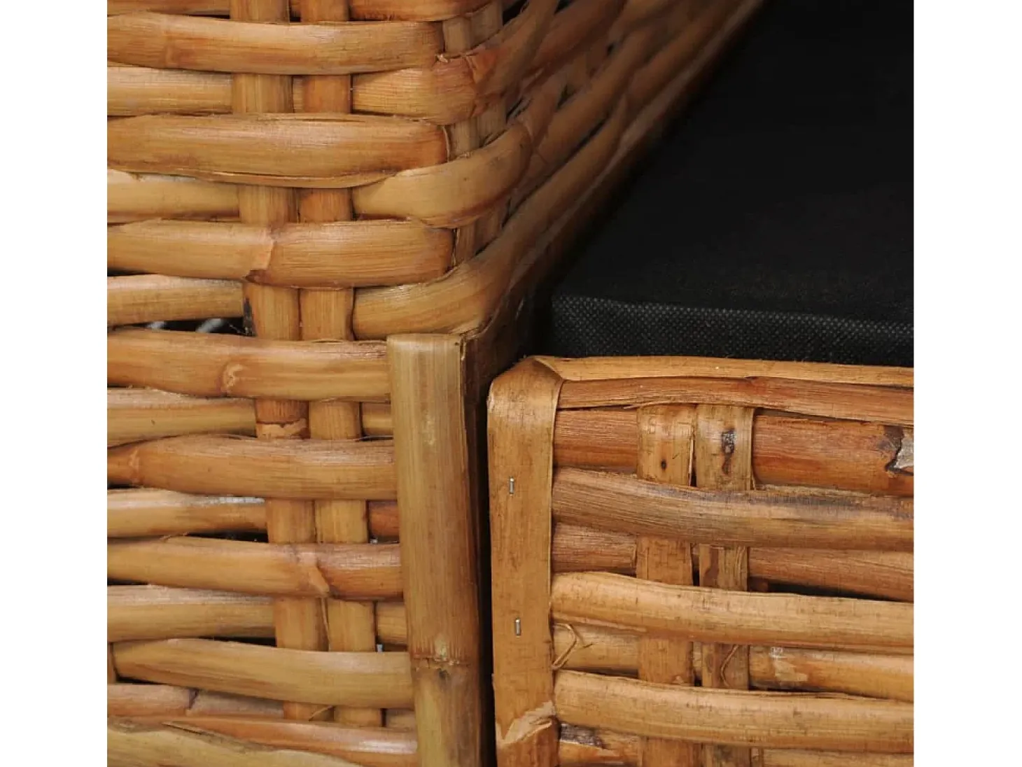 Sofá de 2 lugares para sala de estar sala de TV ou decoração de interiores com almofadas em rattan natural marrom 02_0019492